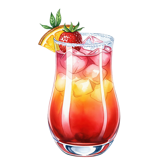 Strawberry Hibiscus Tiki Cooler Mocktail